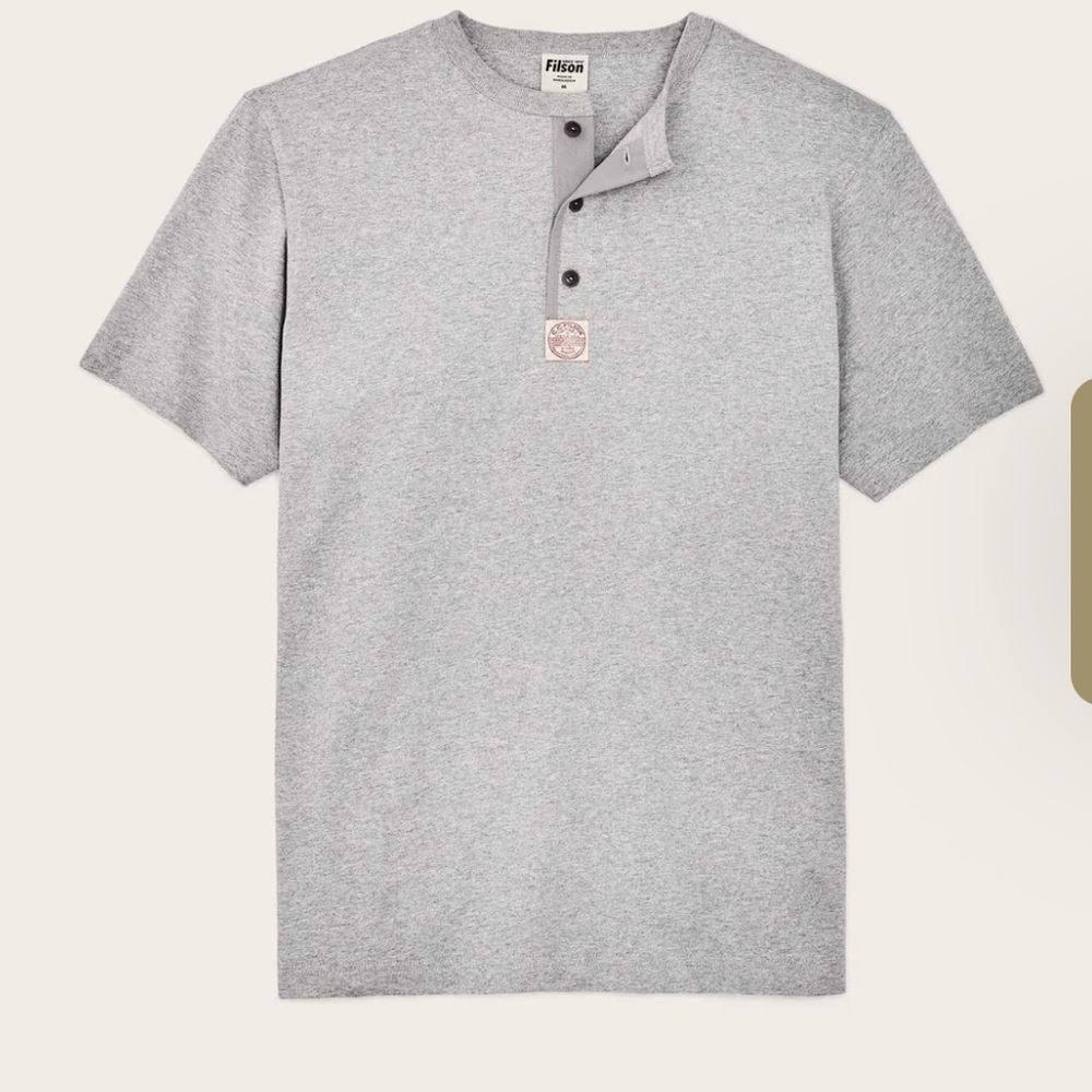 Filson FRONTIER HENLEY T-SHIRT Heather Gray Cotton Size Medium